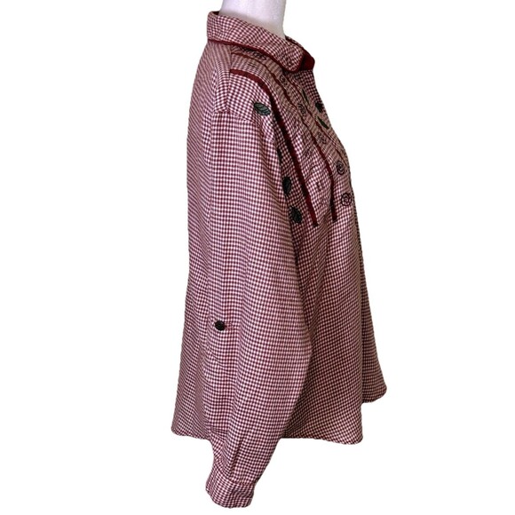 Vintage Teddi Women’s Cottagecore Embroidered Gingham Shirt Rustic Country PL - Picture 4 of 7